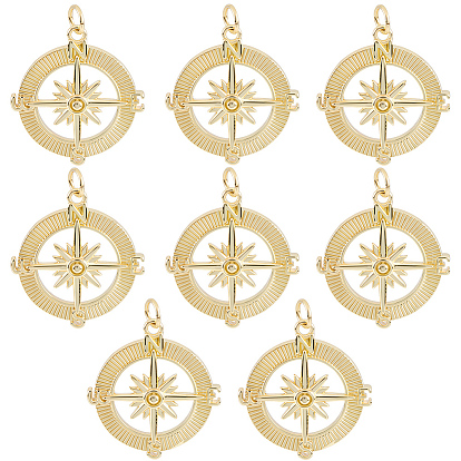 8 латунные подвески шт., с прыжковых колец, компас
