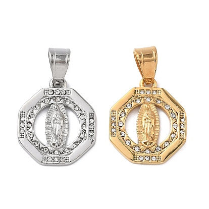 316 хирургические подвески из нержавеющей стали со стразами, восьмиугольник с девой марией