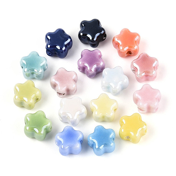 Фарфоровая бусина ручной работы, цветка сливы, яркие глазированный фарфор