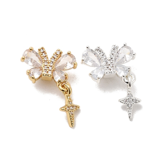 Латунные микро проложить кубического циркония бусы, бабочка со звездой