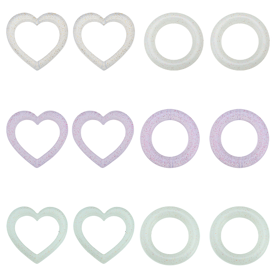 12шт 6 стиль сердце/кольцо блестящие силиконовые бусины, изготовление ожерелий и браслетов для кормящих мам своими руками