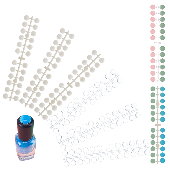 2 Sets 2 Colors Plastic False Nail Tips Color Chart, Nail Polish Color Palette Display, 3D Half Round