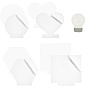 8Pcs 4 Style Acrylic Sheet, Casting Light Board, Hexagon & Heart & Flat Round & Rectangle