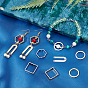 CHGCRAFT DIY Earring Making Finding Kit, Including Brass Bead Frames & Pendants, Square & Hexagon & Ring & U-shaped