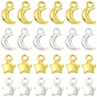 120Pcs 4 Styles Alloy Pendants, Moon & Star Charms