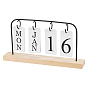 Iron Desktop Calendar Holder Rack, Binder Ring Calendar Bracket with Wooden Base, Flip Calendar Support, Rectangle