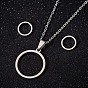 Geometric Stainless Steel Earrings Necklace Set for Chic European Style