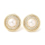 Натуральные жемчужные ушные шпильки, с латунными фурнитурами из прозрачного циркония с микропаве и булавками из стерлингового серебра 925, плоско-круглые