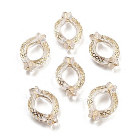 Perles acryliques plaquées, métal doré enlaça, ovale creux