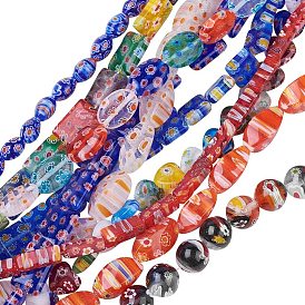 Handmade Millefiori Glass Beads Strands, Mixed Shapes