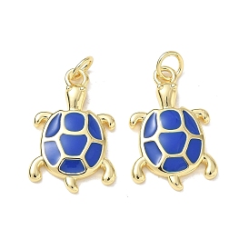 Brass Enamel Pendants, Tortoise Charms, Long-Lasting Plated, Rack Plating, Lead Free & Cadmium Free