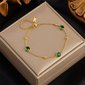 Green Diamond and Gold Bead Bracelet: Chic, Vintage, and Versatile!