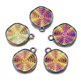 Alloy Pendants, Cadmium Free & Nickel Free & Lead Free, Wave Flat Round