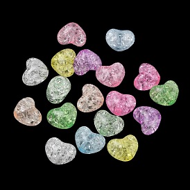 Transparent Crackle Acrylic Beads, Heart