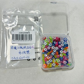 230Pcs Transparent & Printed Acrylic Beads, Flat Round with Evil Eye Pattern