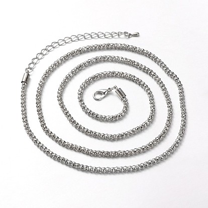 Fabrication de collier de chaîne de pop-corn en fer, avec des agrafes en alliage pince de homard et chaînes terminales de fer, 29.9 pouce