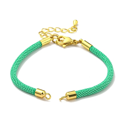 Nylon Cords Bracelet Makings Fit for Connector Charms, with Brass Findings and 304 Stainless Steel Lobster Claw Clasps, Long-Lasting Plated