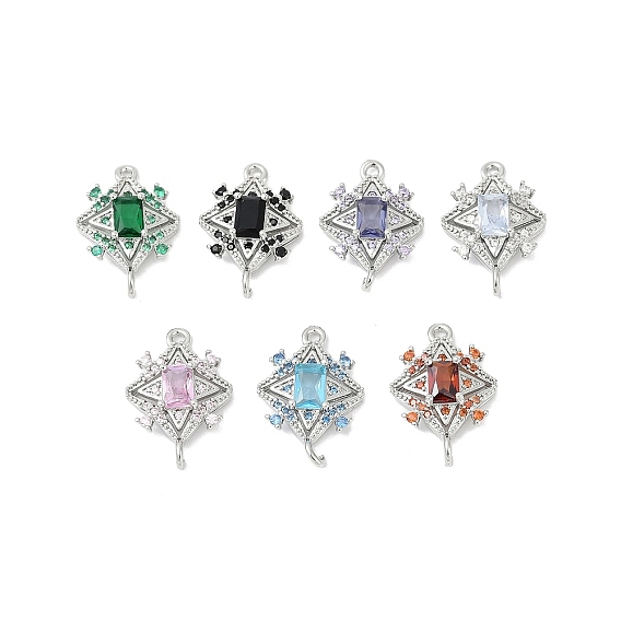 Латунь стекло кулоны, ромб прелести, с результатами платинового тона