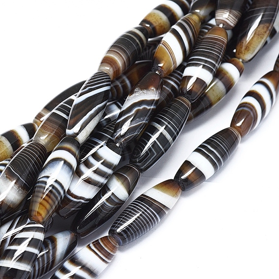 Натуральный полосатый агат / полосатые агатовые бусы, окрашенная и подогревом, рис