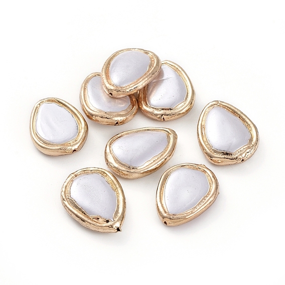 Electroplated Shell Pearl Beads, with Brass Findings, Teardrop