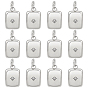 12Pcs Brass Micro Pave Clear Cubic Zirconia Pendants, Rectangle