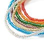 Bling Glass Seed Beads Anklets Set, Dainty Thin Beads Stackable Anklets for Women