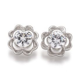 Пуговицы на хвостовике из латуни с микропейвом и прозрачным кубическим цирконием, цветок