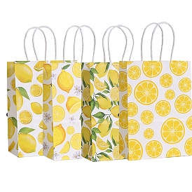 Пакеты из лимонной крафт-бумаги, подарочные пакеты, сумки для покупок, с ручками из бумажного шпагата, прямоугольные