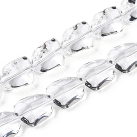 Прозрачные стеклянные бусины нити, граненые, самородки