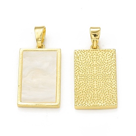 Plastic Pendants, with Rack Plating Brass Findings, Cadmium Free & Lead Free, Long-Lasting Plated, Rectangle Charm