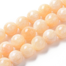 Natural Yellow Jade Beads Strands, Dyed, Round