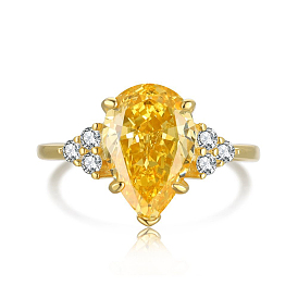 Каплевидное кольцо из кубического циркония, золотое кольцо из стерлингового серебра с камнем для женщин, с печатью s925