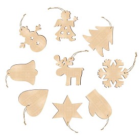 Wooden crafts carving pendants hollow wood chips wooden Christmas diy Christmas tree pendants county hanging decorations