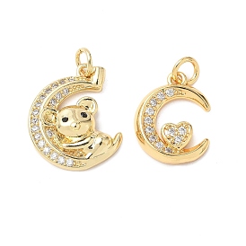 Латунные микро проложить кубического циркония подвески, без кадмия и без свинца, луна, с целью перехода в кольце, реальный 18 k позолоченный