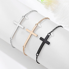 Stylish Alloy Cross Bracelet for Men - Knight's Crusade Wristband