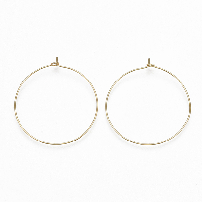 Brass Hoop Earrings Findings, Wine Glass Charms, Real 18K Gold Plated