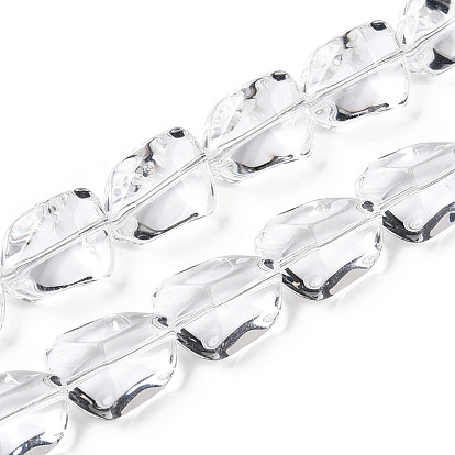 Прозрачные стеклянные бусины нити, граненые, самородки