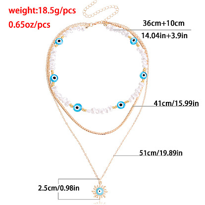 Multi-layer Devil Eye Beaded Necklace for Women - Unique Design, Pearl-like Collarbone Chain