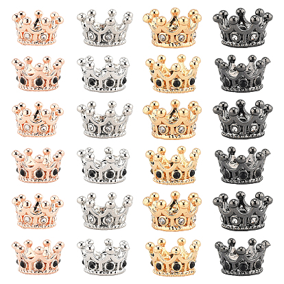 Alloy European Beads, Large Hole Beads, with Rhinestone, Crown