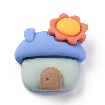 Resin Cabochons, House with Sun