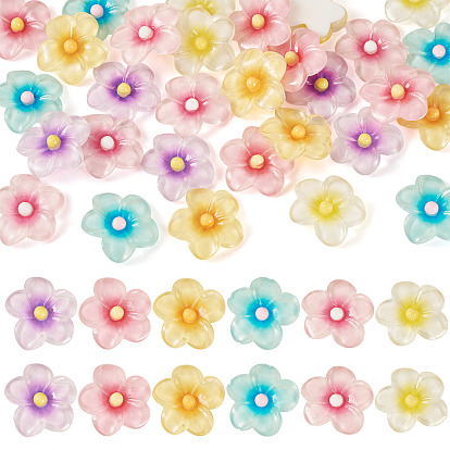 30 шт 6 цвета прозрачные кабошоны из смолы, цветок, с блеском порошок