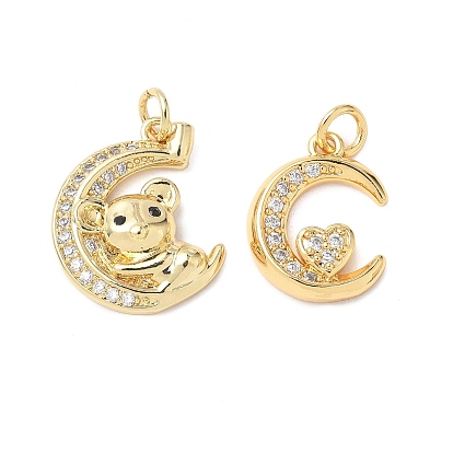 Латунные микро проложить кубического циркония подвески, без кадмия и без свинца, луна, с целью перехода в кольце, реальный 18 k позолоченный