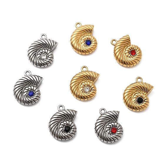 304 подвески из нержавеющей стали с микропаве из стразов, подвески в форме ракушек