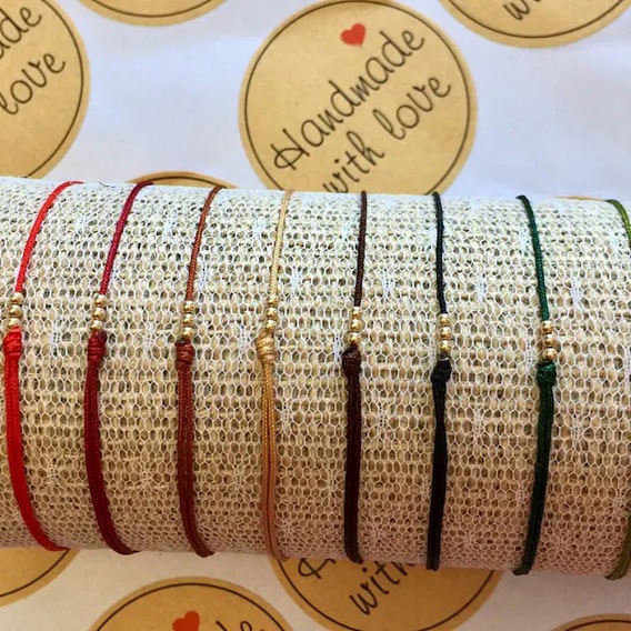 5шт. плетеные браслеты из круглых латунных бусин, регулируемый браслет дружбы для женщин