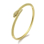 Brass Pave Clear & Green Cubic Zirconia Snake Hinged Bangle for Women