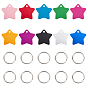 Aluminium Pendants, Pet Tag, Stamping Blank Tag, with Iron Split Key Rings, Star