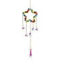Colorful Glass Beaded Woven Net Suncatchers, Hanging Pendant Decorations with Golden Metal Finding