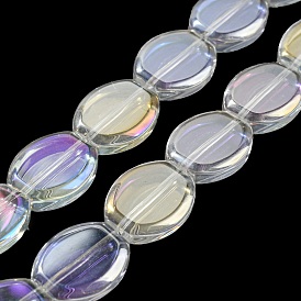 AB Color Plated Electroplate Transparent Glass Beads Strands, Oval