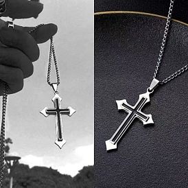 Alloy with Enamel Cross Pendant Necklace for Men and Women