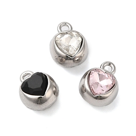 Rack Plating Alloy Rhinestone Pendants, Cadmium Free & Lead Free, Heart